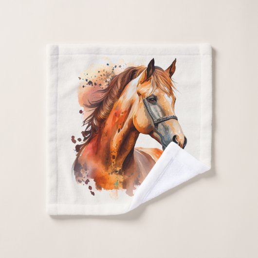 Mooie Sorrel Horse Portrait Pattern Bad Handdoek (Wasdoekje)