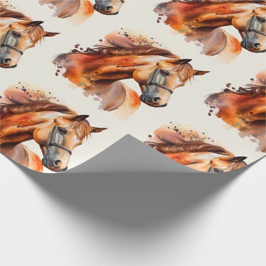 Mooie Sorrel Horse Portrait Pattern Cadeaupapier (Hoek)