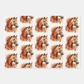 Mooie Sorrel Horse Portrait Pattern Inpakpapier Vel (Voorkant 3)