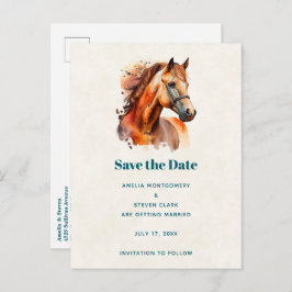 Mooie Sorrel Horse Portret bruiloft Aankondigingskaart
