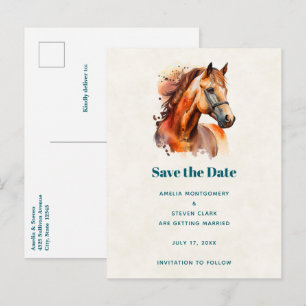 Mooie Sorrel Horse Portret bruiloft Aankondigingskaart