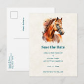 Mooie Sorrel Horse Portret bruiloft Aankondigingskaart (Voorkant / Achterkant)