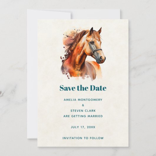 Mooie Sorrel Horse Portret bruiloft Save The Date (Voorkant)