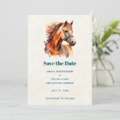 Mooie Sorrel Horse Portret bruiloft Save The Date (Staand voorkant)