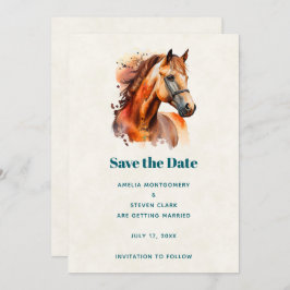 Mooie Sorrel Horse Portret bruiloft Save The Date