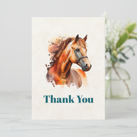 Mooie Sorrel Horse Portret Dank u Bedankkaart (Staand voorkant)