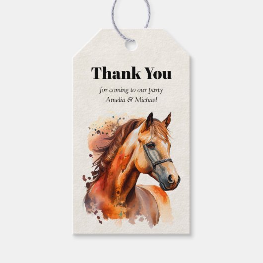 Mooie Sorrel Horse Portret Dank u Cadeaulabel (Voorkant)