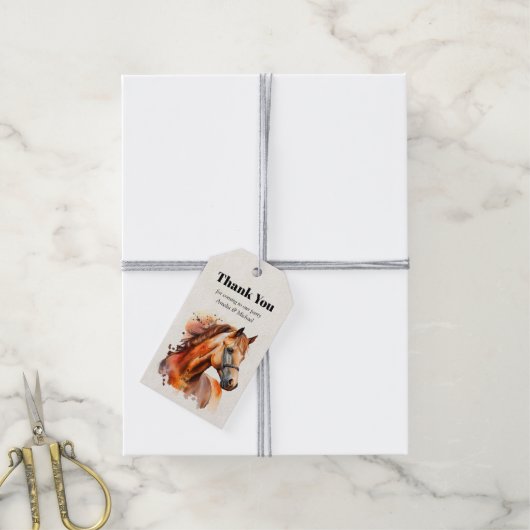 Mooie Sorrel Horse Portret Dank u Cadeaulabel (Met Touw)