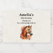 Mooie Sorrel Horse Portret Verjaardag Dank u Sparkling Wijnetiket (Enkel label)