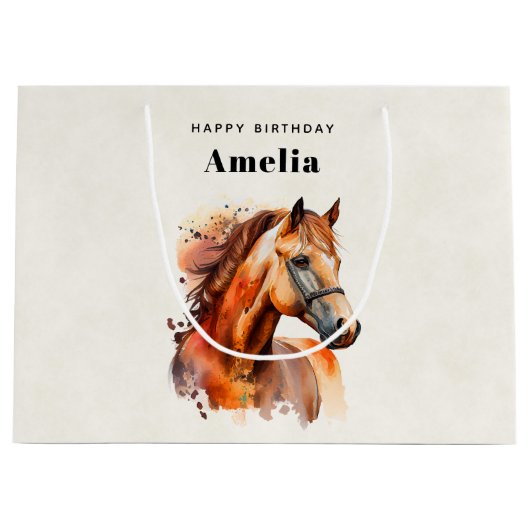 Mooie Sorrel Horse Portret Verjaardag Groot Cadeauzakje (Voorkant)
