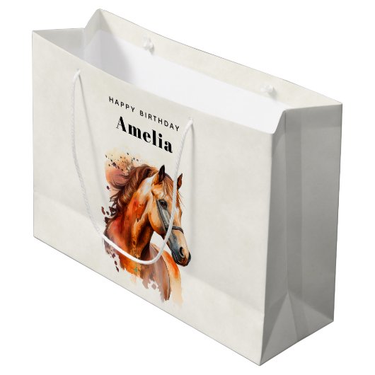 Mooie Sorrel Horse Portret Verjaardag Groot Cadeauzakje (Voorkant Gekanteld)