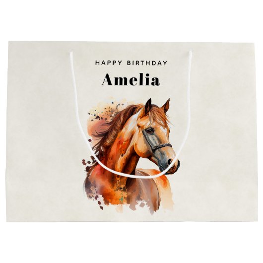 Mooie Sorrel Horse Portret Verjaardag Groot Cadeauzakje (Achterkant)