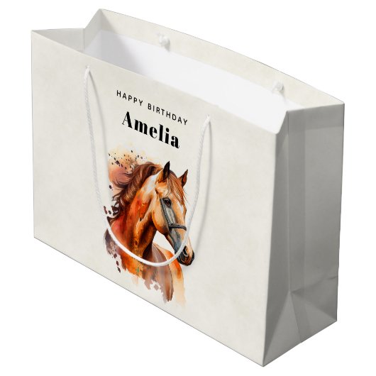 Mooie Sorrel Horse Portret Verjaardag Groot Cadeauzakje (Achterkant Gekanteld)