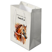 Mooie Sorrel Horse Portret Verjaardag Medium Cadeauzakje (Voorkant Gekanteld)
