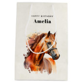 Mooie Sorrel Horse Portret Verjaardag Medium Cadeauzakje (Achterkant)