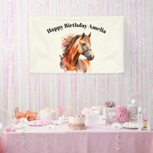 Mooie Sorrel Horse Portret Verjaardag Spandoek