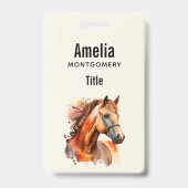Mooie Sorrel Paard Portret Badge (Achterkant)