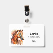 Mooie Sorrel Paard Portret Badge (Voorzijde met clip)
