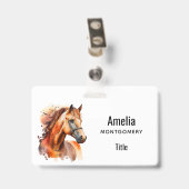Mooie Sorrel Paard Portret Badge (Achterkant met clip)