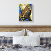 Mooie soty Fox Sparrow in een perenboom Canvas Afdruk (Insitu (Slaapkamer))