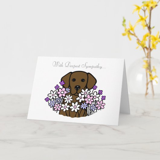 Mooie Soul Chocolade Labrador illustratie Kaart (Gele Bloem)