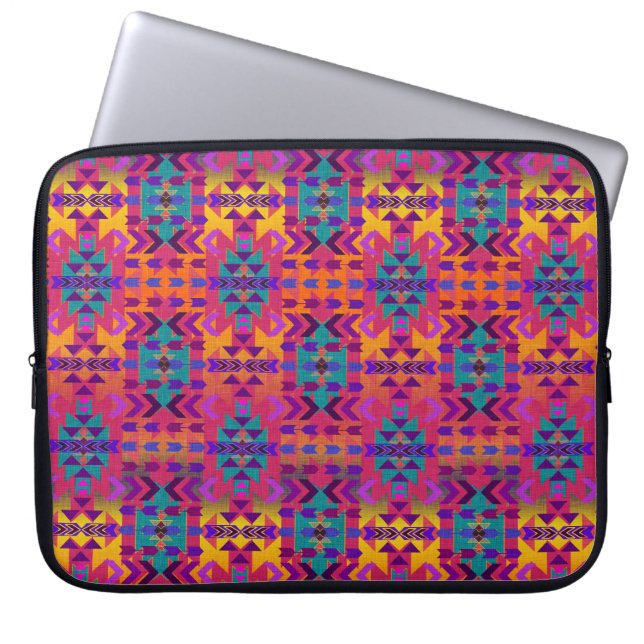 Mooie Southwestern Style Pattern roze Laptop Sleeve (Voorkant)