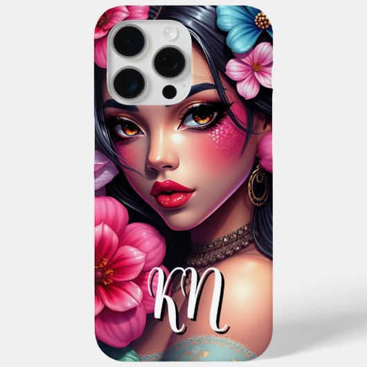 Mooie Spaanse anime vrouw | met monogram Case-Mate iPhone Case (Achterkant)