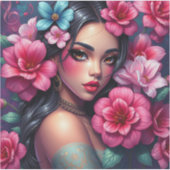 Mooie Spaanse anime vrouw Sticker (Voorkant)