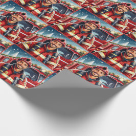 Mooie Spaanse brandweerman kerst Cadeaupapier