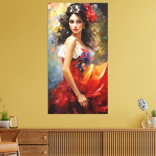 Mooie Spaanse dame Canvas Afdruk (Insitu (Woonkamer))
