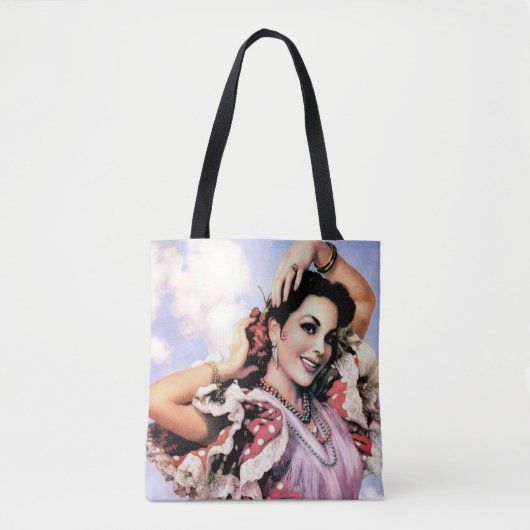 Mooie Spaanse Flamenco Dancer in Red Polka Dot Tote Bag (Voorkant)