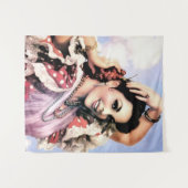 Mooie Spaanse flamencodanseres in rode polka stipp Wandkleed (Voorkant (horizontaal))