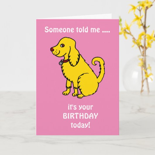 Mooie Spanjel Verjaardag Kaart (Gele Bloem)