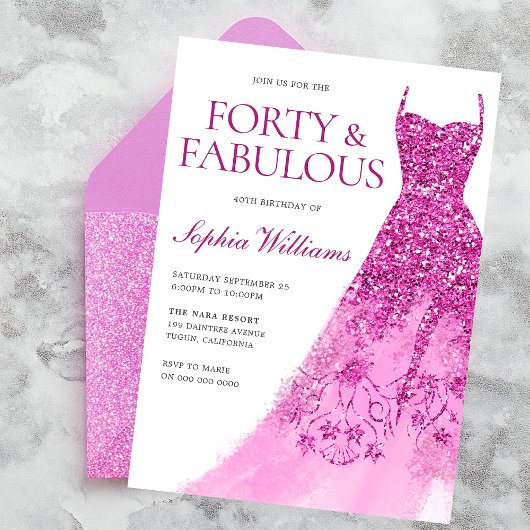 Mooie Sparkle Dress 40ste Verjaardagsfeest Kaart