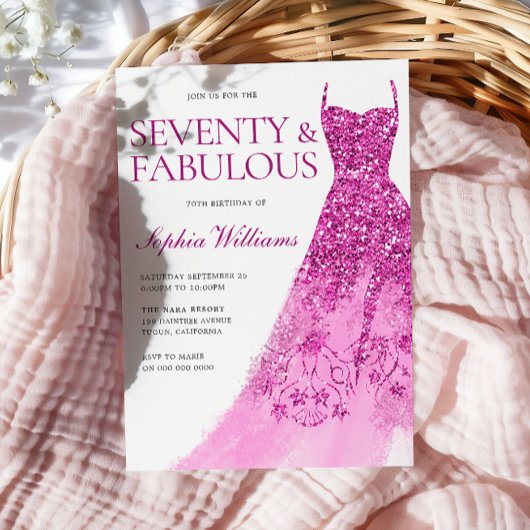 Mooie Sparkle Dress 70ste verjaardagsfeestje Kaart