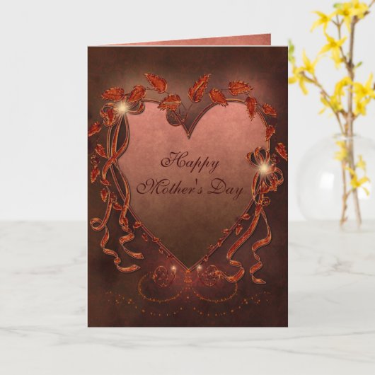 Mooie Sparkle Heart Moederdag Kaart (Gele Bloem)