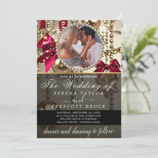 Mooie Sparkly Elegant Fotobruiloft Alles in een Kaart (Staand voorkant)