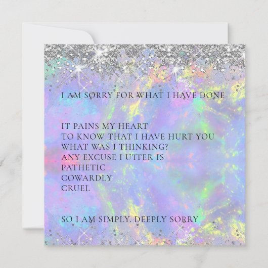 Mooie Sparkly Glitter... het spijt me dat ik Kaart (Voorkant)