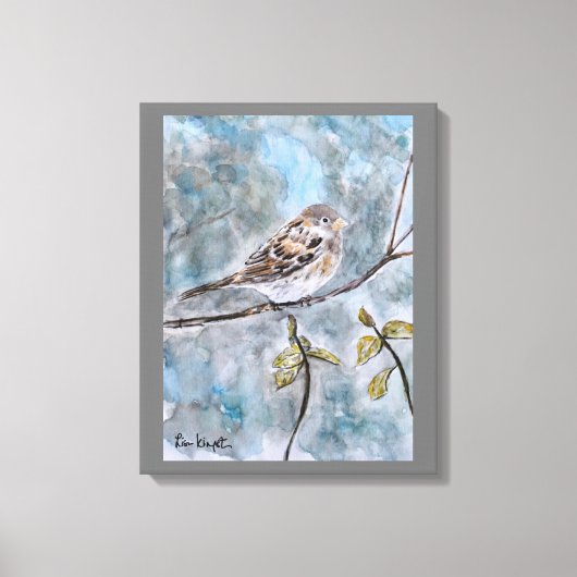 Mooie Sparrow Waterverf Canvas Afdruk (Voorkant)