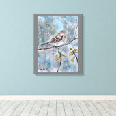 Mooie Sparrow Waterverf Canvas Afdruk (Insitu (Houten vloer))