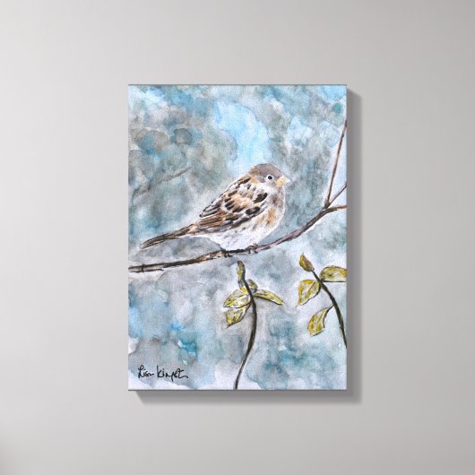 Mooie Sparrow Waterverf Canvas Afdruk (Voorkant)
