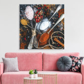 Mooie specerijen in Spoons Canvas Afdruk (Insitu (Woonkamer))