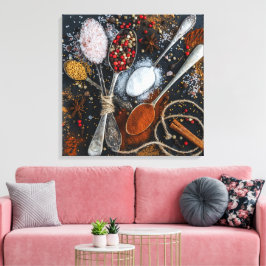 Mooie specerijen in Spoons Canvas Afdruk