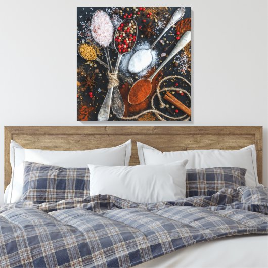 Mooie specerijen in Spoons Canvas Afdruk (Insitu (Slaapkamer))