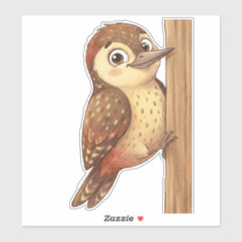 Mooie Specht Vogelsticker – Schattige Aardse A Sticker