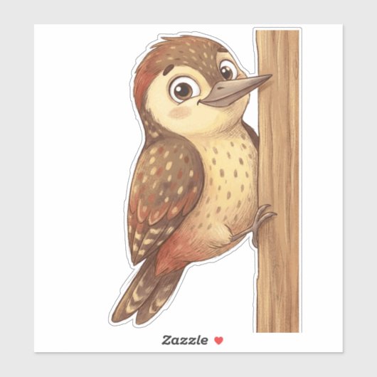 Mooie Specht Vogelsticker – Schattige Aardse A Sticker (Vel)