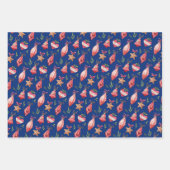 Mooie speelse blauwe kerstset van 3 inpakpapier vel (Voorkant 2)