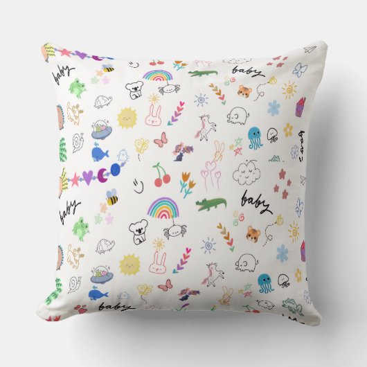 Mooie speelse Doodle decoratieve kinderkussen Kussen (Voorkant)