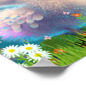 Mooie Speelse Illustratie van Ooievaar-Baby Vogel Poster (Hoek)