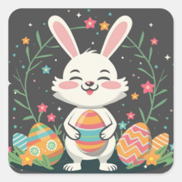 Mooie speelse Pasen konijn eieren vierkante sticke Sticker